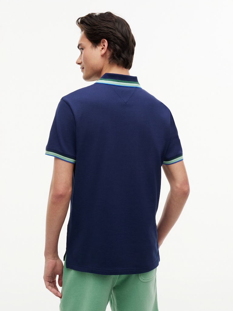 TOMMY HILFIGER CONTRAST COLLAR CUFFS REG POLO - NAVY