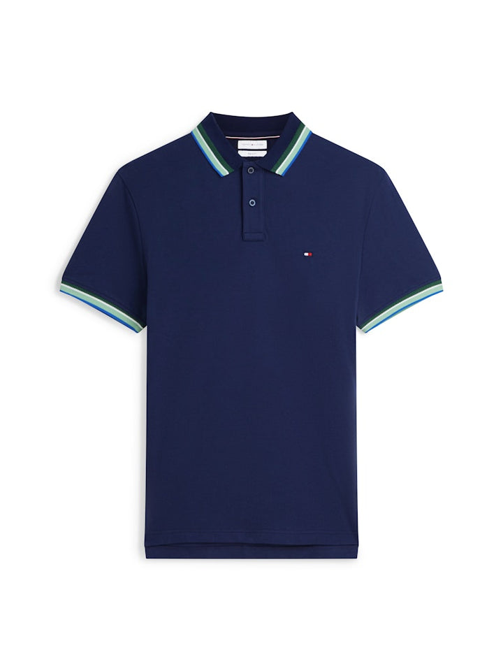 TOMMY HILFIGER CONTRAST COLLAR CUFFS REG POLO - NAVY