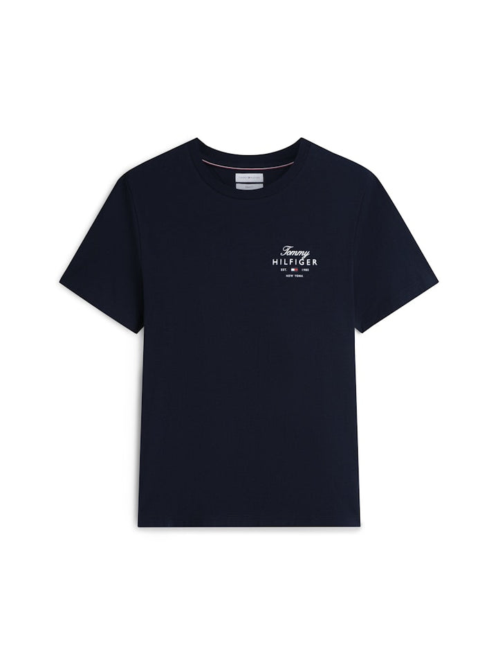 TOMMY HILFIGER SCRIPT STACK REGULAR TEE - NAVY