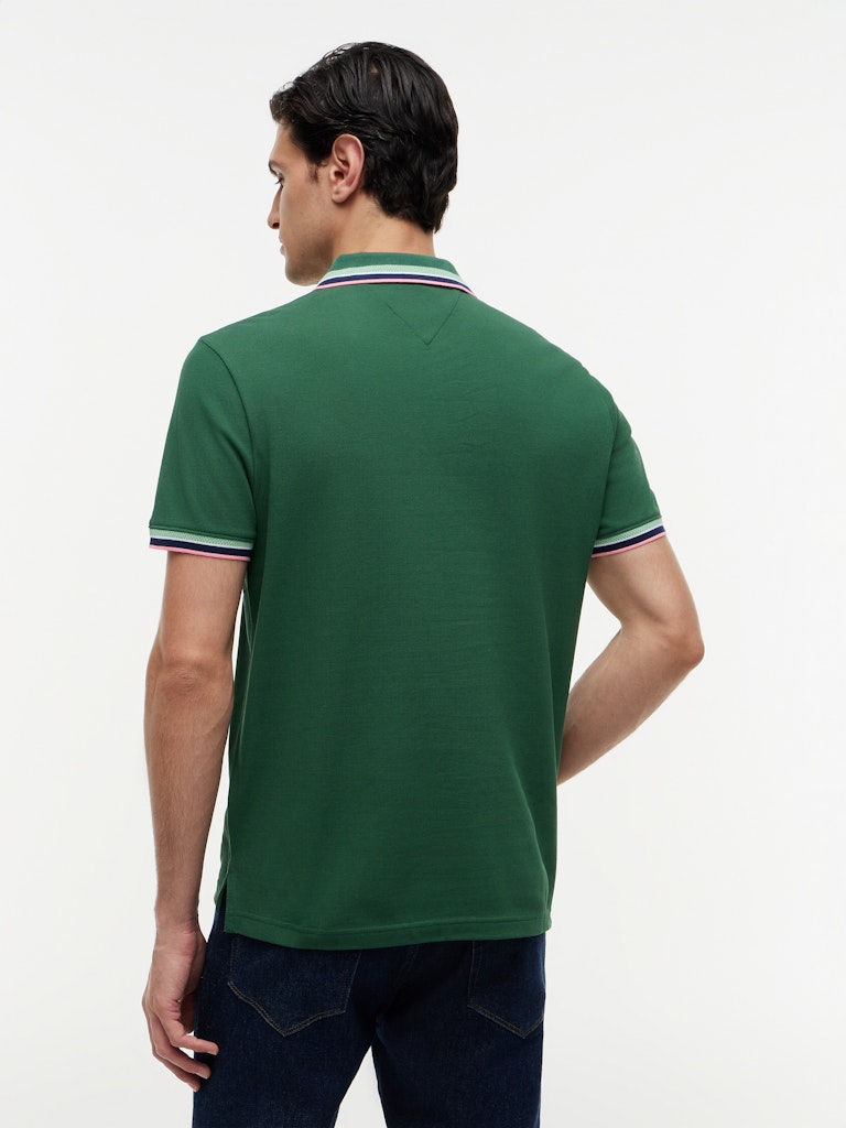 TOMMY HILFIGER CONTRAST COLLAR CUFFS REG POLO - GREEN