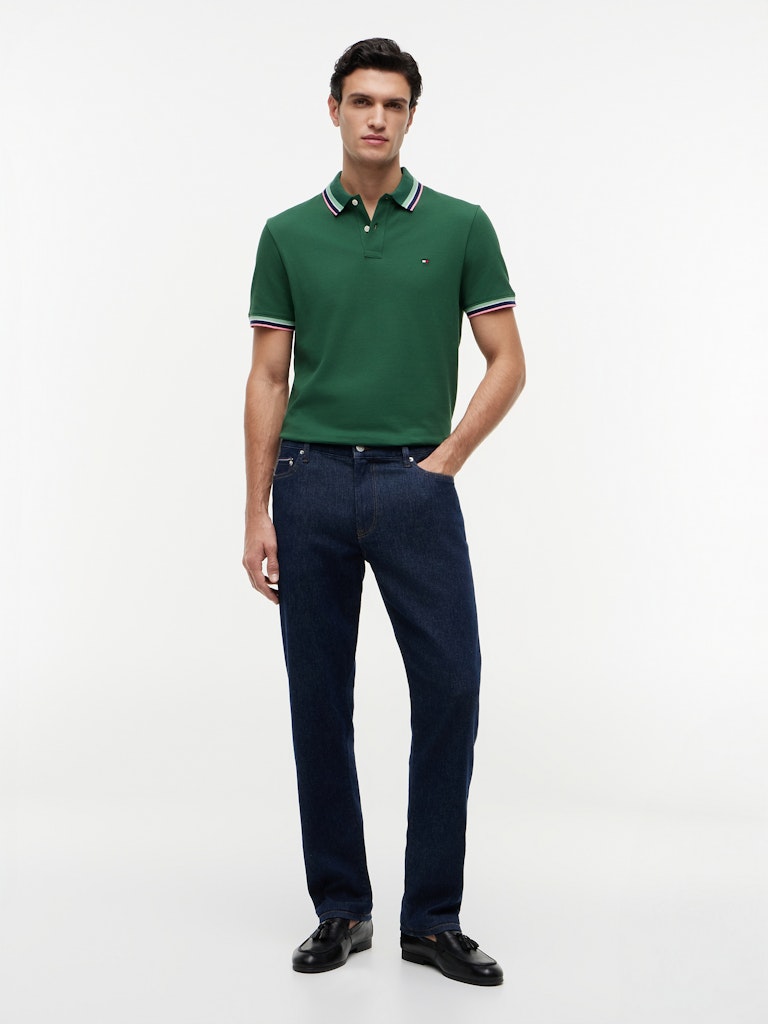 TOMMY HILFIGER CONTRAST COLLAR CUFFS REG POLO - GREEN