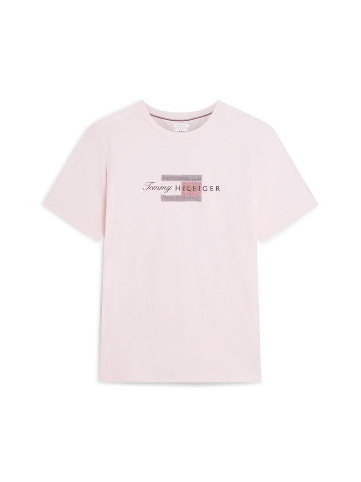 TOMMY HILFIGER SCRIPT FLAG REGULAR TEE - PINK LILY