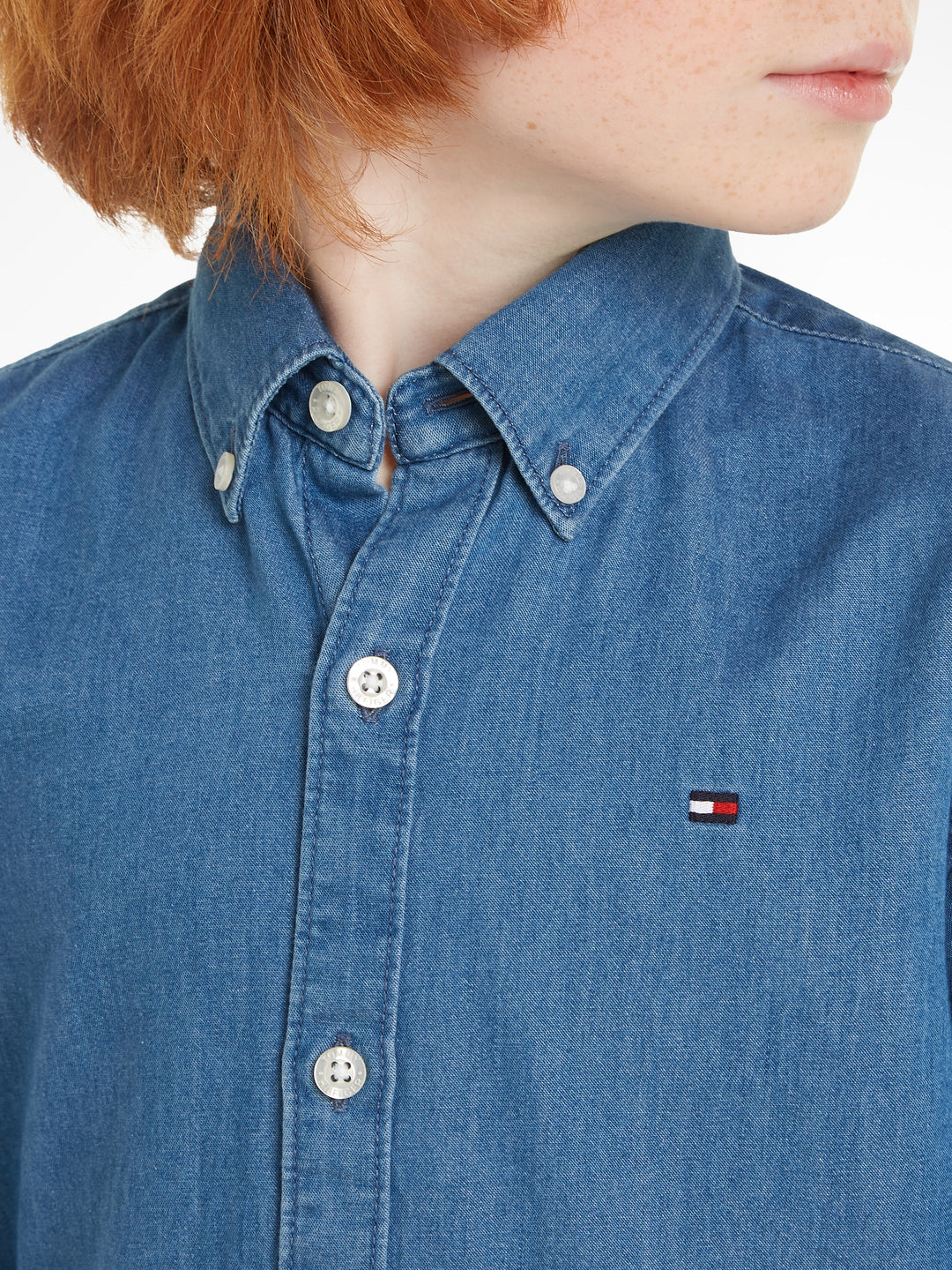 TH BOYS DENIM CHAMBRAY SHIRT - MID WASH