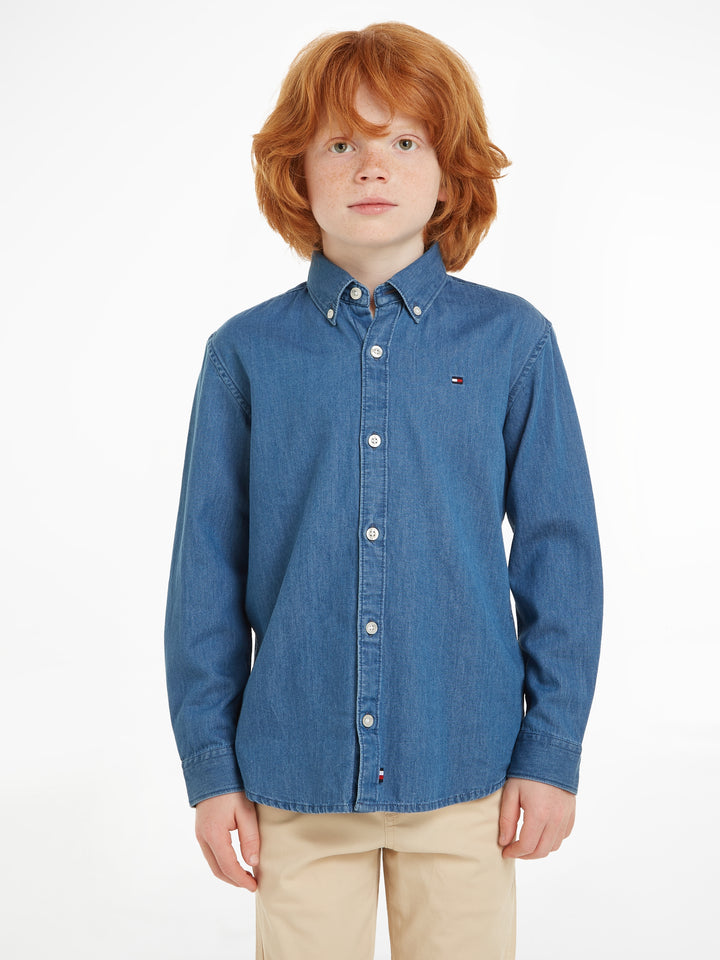 TH BOYS DENIM CHAMBRAY SHIRT - MID WASH