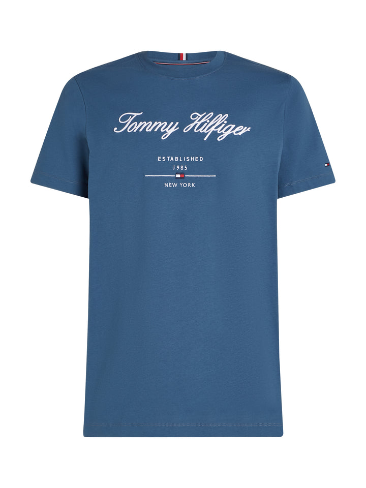 TOMMY HILFIGER SCRIPT LOGO TEE - AEGEAN SEA