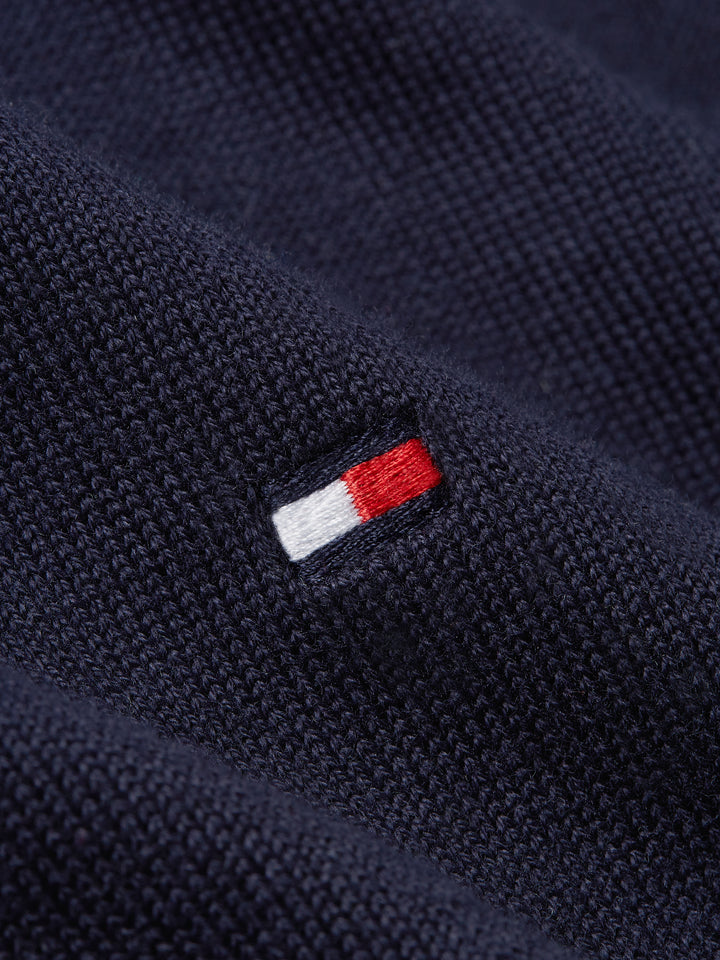 TOMMY HILFIGER ESSENTIAL COTTON ZIP MOCK - NAVY