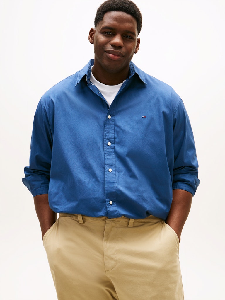 TOMMY HILFIGER BT-FLEX POPLIN SOLID RF SHIRT - AEGEAN SEA