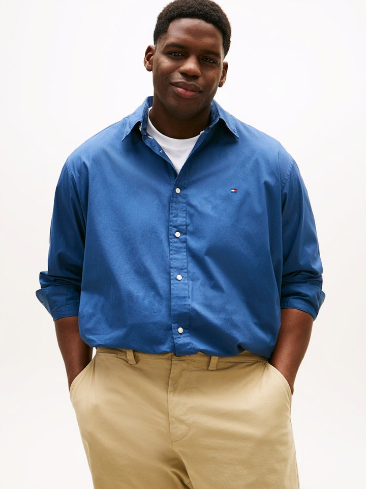 TOMMY HILFIGER BT-FLEX POPLIN SOLID RF SHIRT - AEGEAN SEA