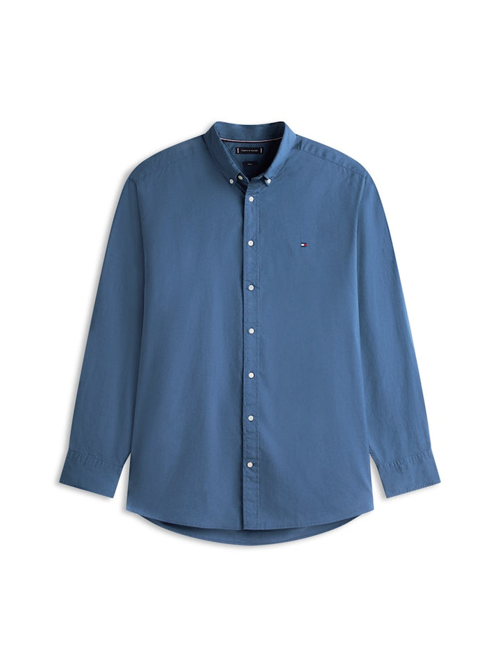 TOMMY HILFIGER BT-FLEX POPLIN SOLID RF SHIRT - AEGEAN SEA