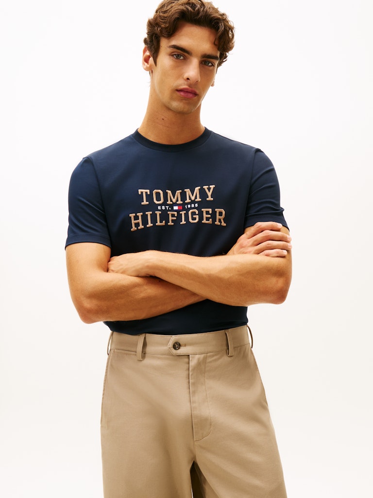 TOMMY HILFIGER ICON INTERLOCK TEE - NAVY