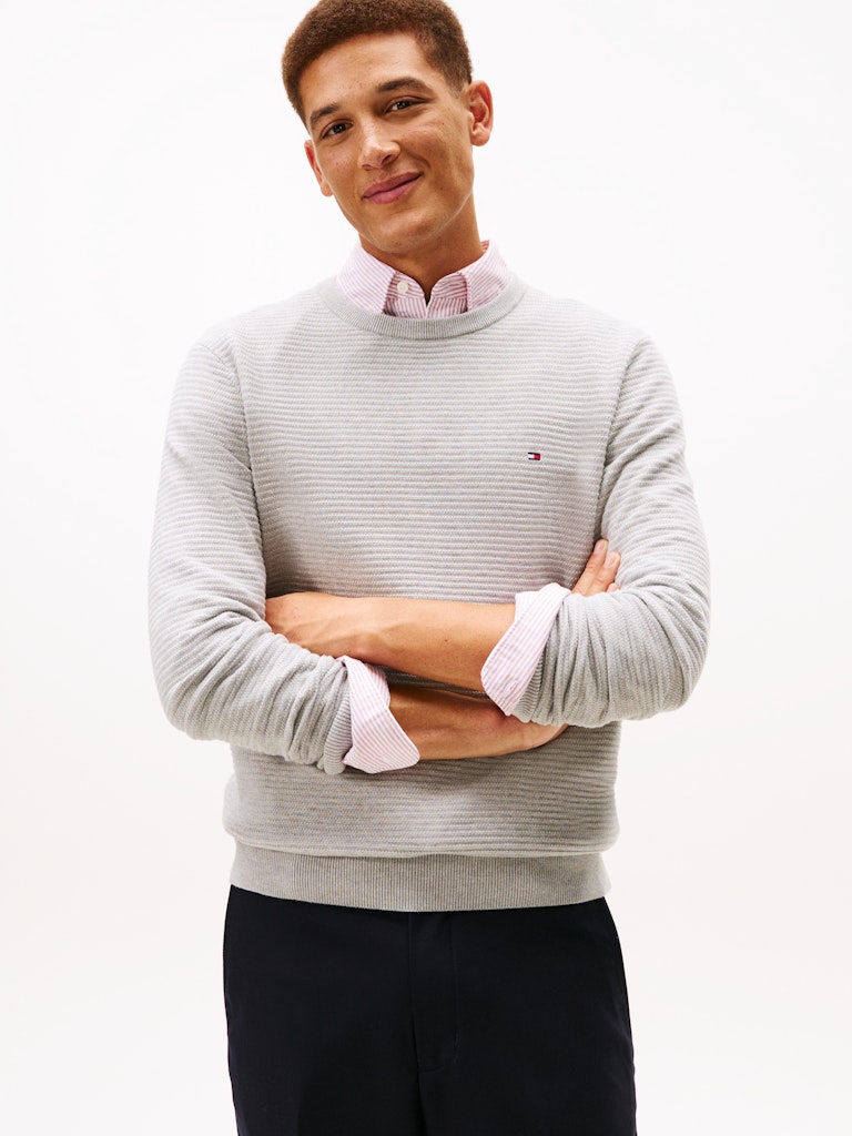 TOMMY HILFIGER SEASONAL STRUCTURE CNECK - LIGHT GREY
