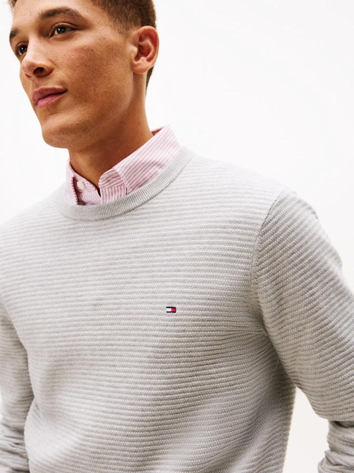 TOMMY HILFIGER SEASONAL STRUCTURE CNECK - LIGHT GREY
