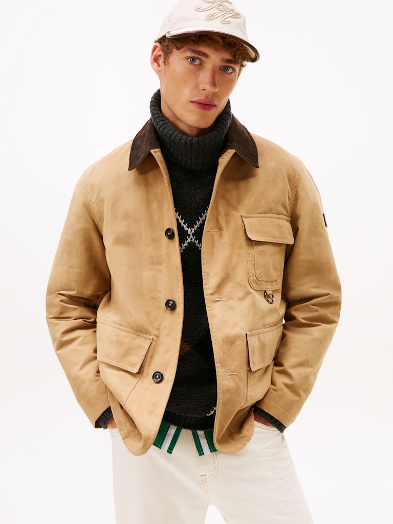 TOMMY HILFIGER WAXED BARN JACKET - SAFARI CANVAS