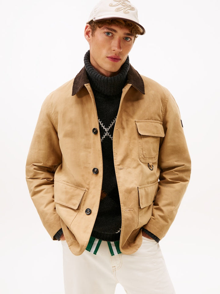 TOMMY HILFIGER WAXED BARN JACKET - SAFARI CANVAS