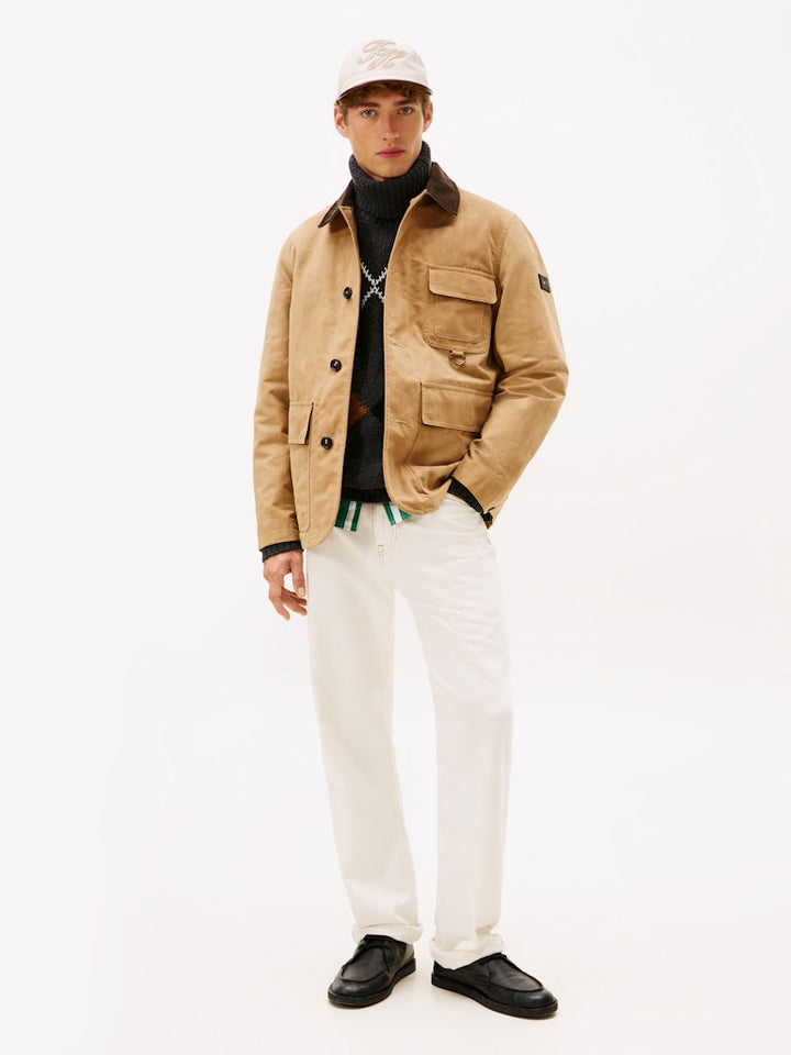 TOMMY HILFIGER WAXED BARN JACKET - SAFARI CANVAS