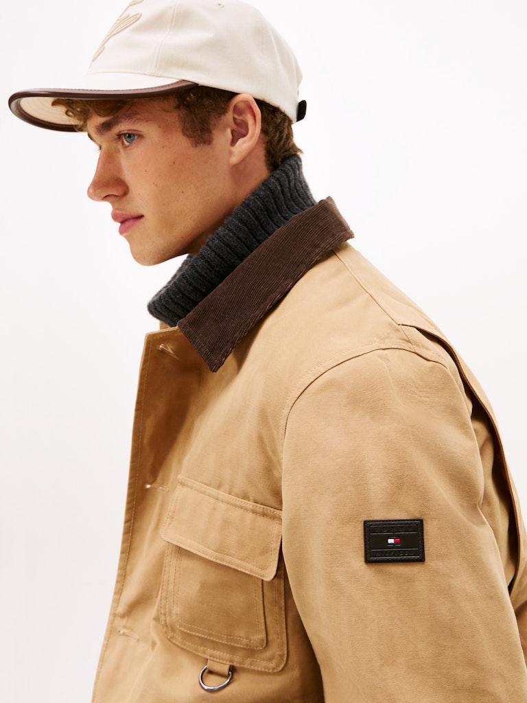 TOMMY HILFIGER WAXED BARN JACKET - SAFARI CANVAS
