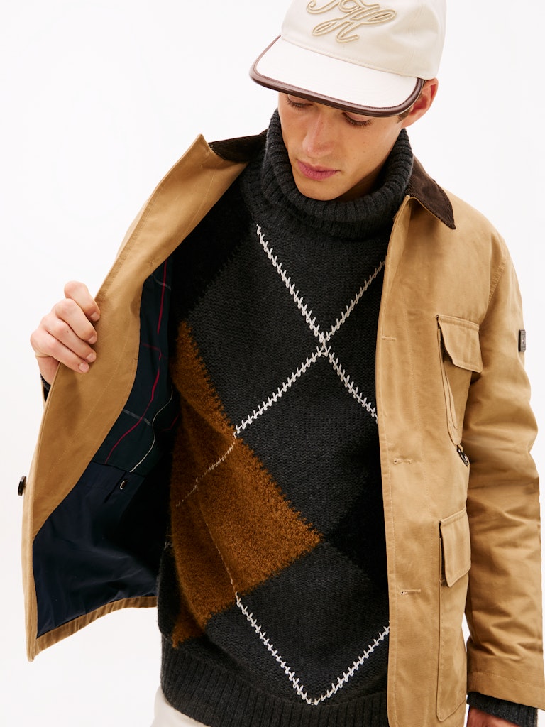 TOMMY HILFIGER WAXED BARN JACKET - SAFARI CANVAS