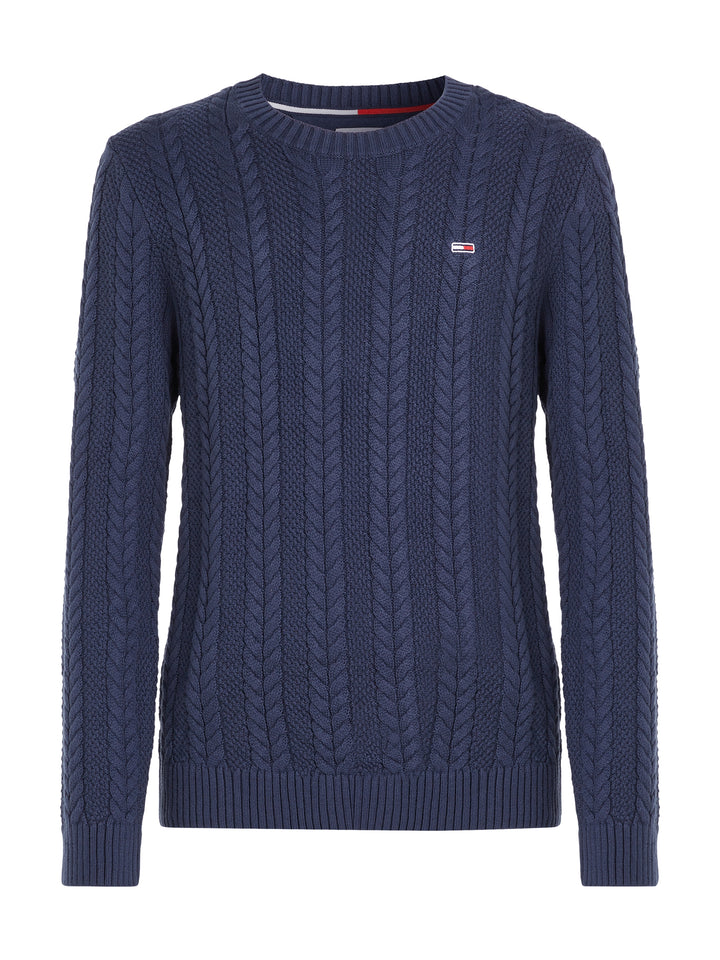 TJM REG CABLE SWEATER - NAVY