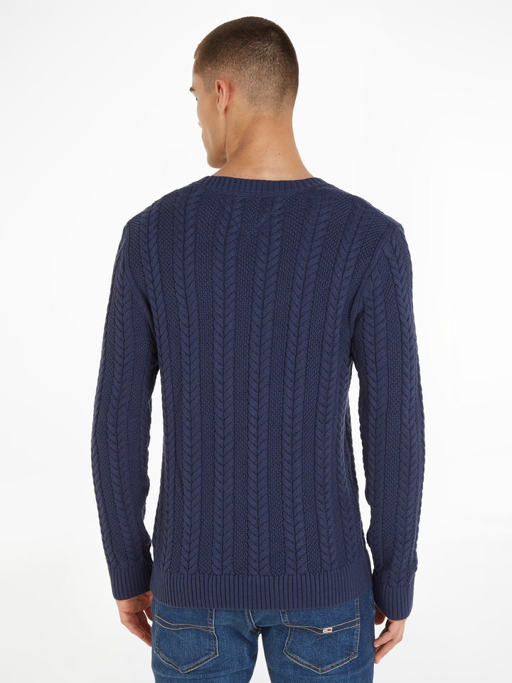 TJM REG CABLE SWEATER - NAVY