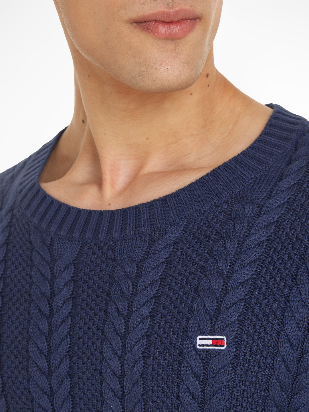 TJM REG CABLE SWEATER - NAVY