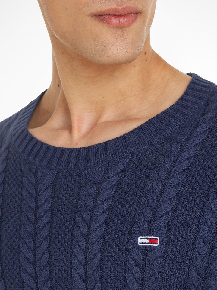 TJM REG CABLE SWEATER - NAVY