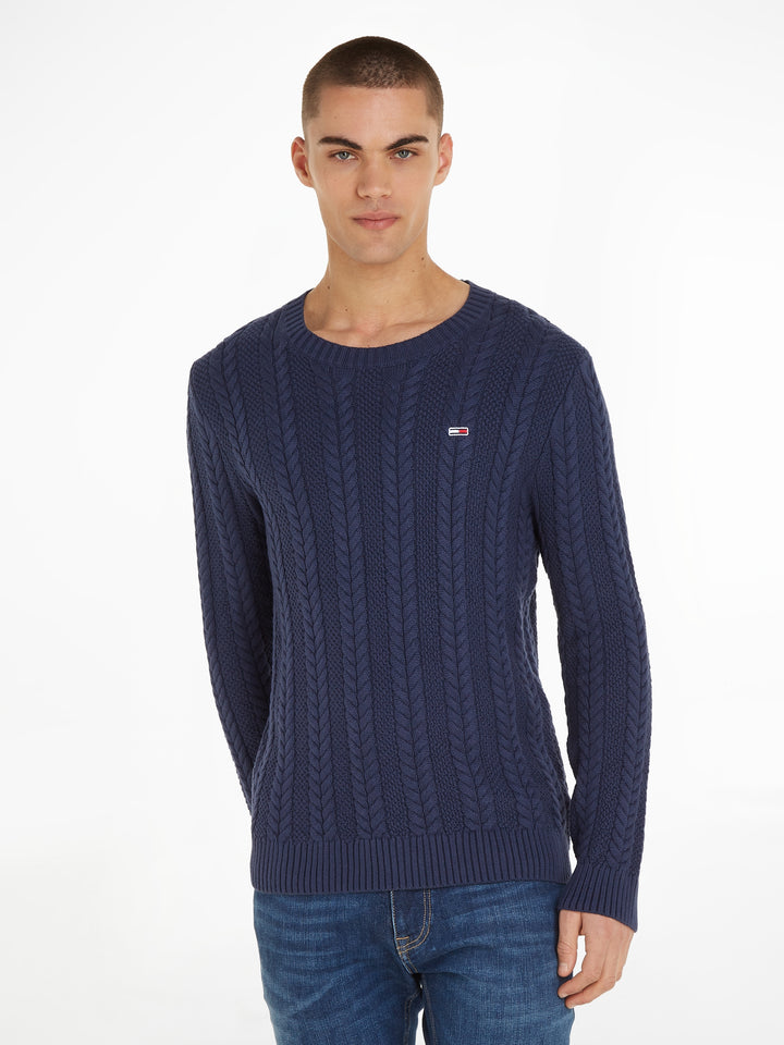 TJM REG CABLE SWEATER - NAVY
