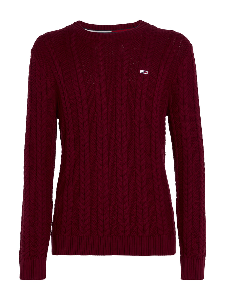 TJM REG CABLE SWEATER - ROUGE