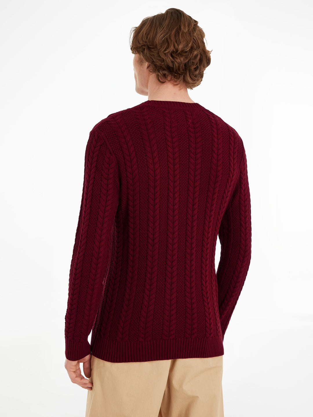 TJM REG CABLE SWEATER - ROUGE
