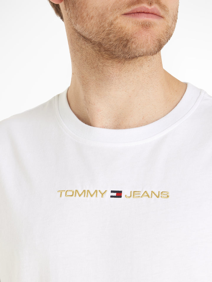 TJM CLSC GOLD LINEAR TEE - WHITE