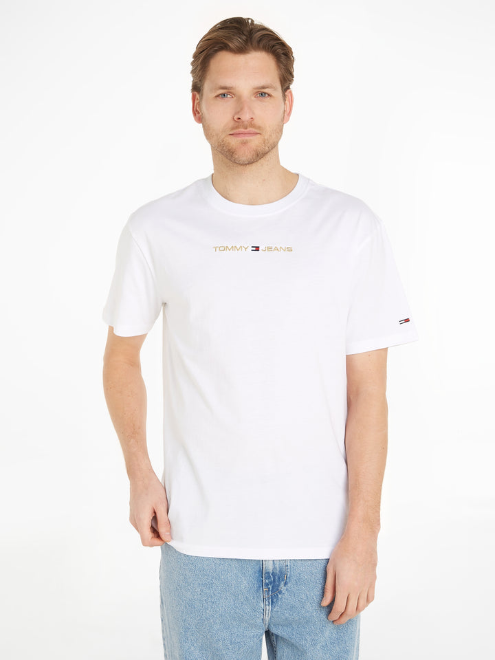TJM CLSC GOLD LINEAR TEE - WHITE