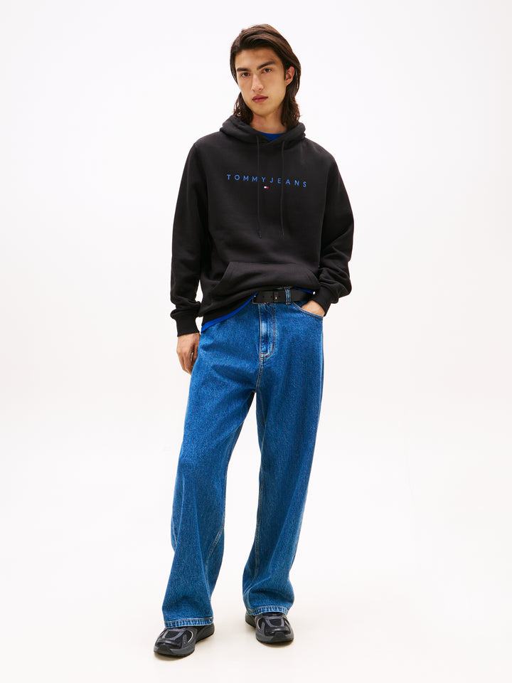 TJM REG LINEAR LOGO HOODIE - BLACK
