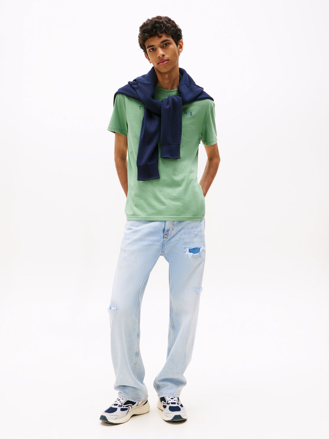 TJM REG LINEAR LOGO TEE - CLOUDY JADE MULTI