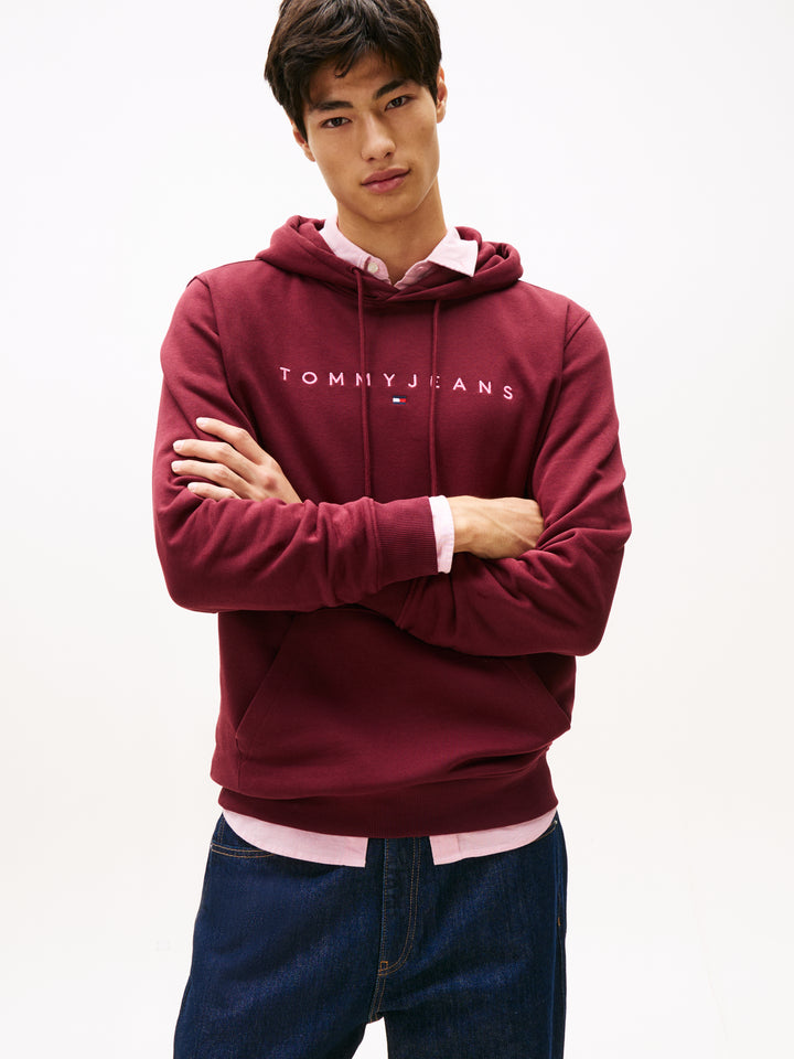 TJM REG LINEAR LOGO HOODIE - RED WINE