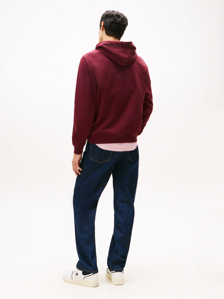 TJM REG LINEAR LOGO HOODIE - RED WINE