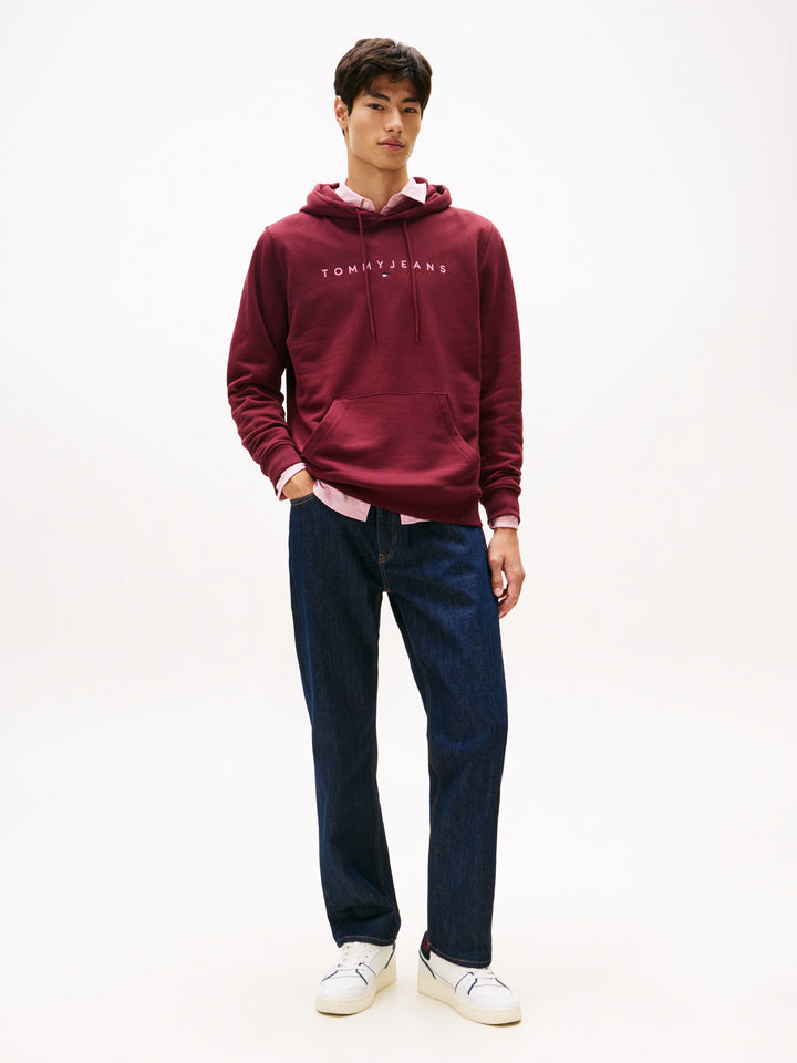 TJM REG LINEAR LOGO HOODIE - RED WINE