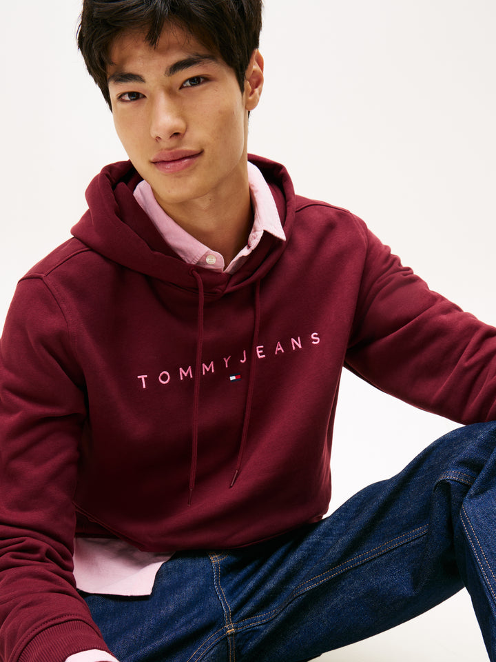 TJM REG LINEAR LOGO HOODIE - RED WINE