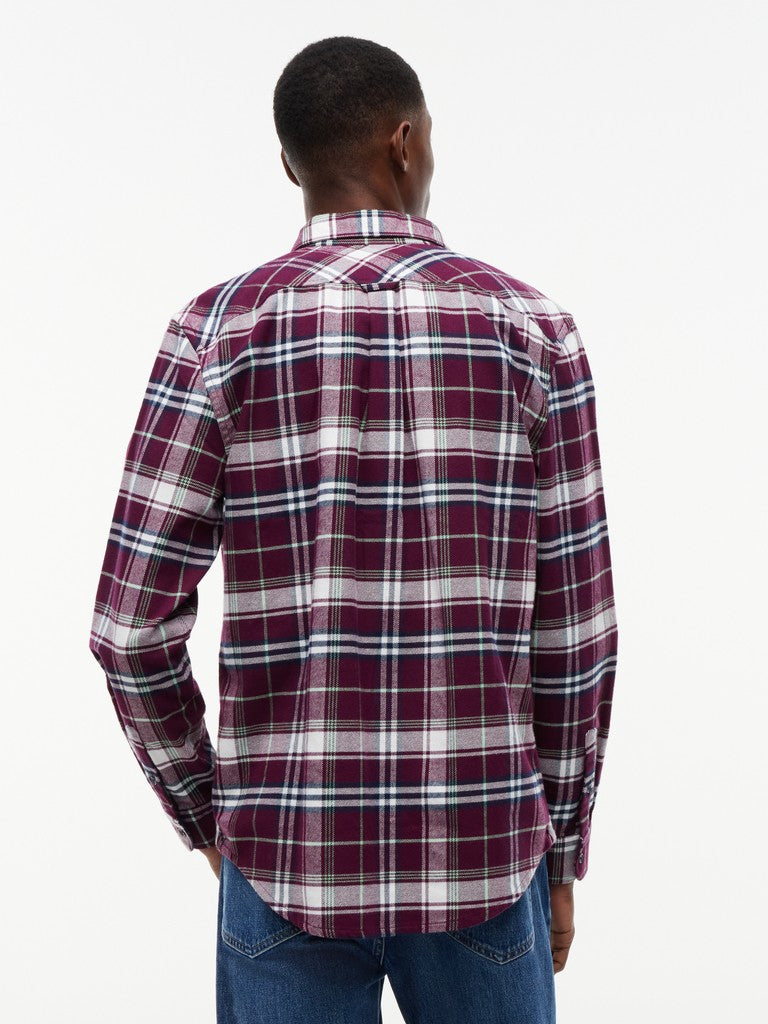 TOMMY JEANS REG FLANNEL CHECK SHIRT - BERRY