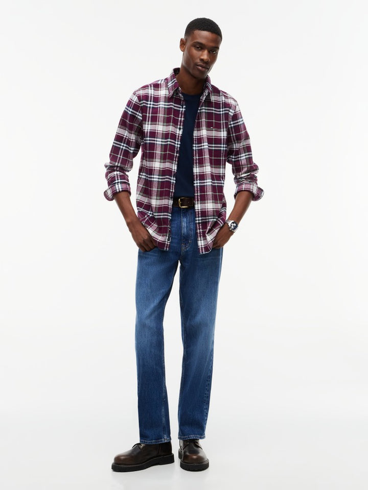 TOMMY JEANS REG FLANNEL CHECK SHIRT - BERRY