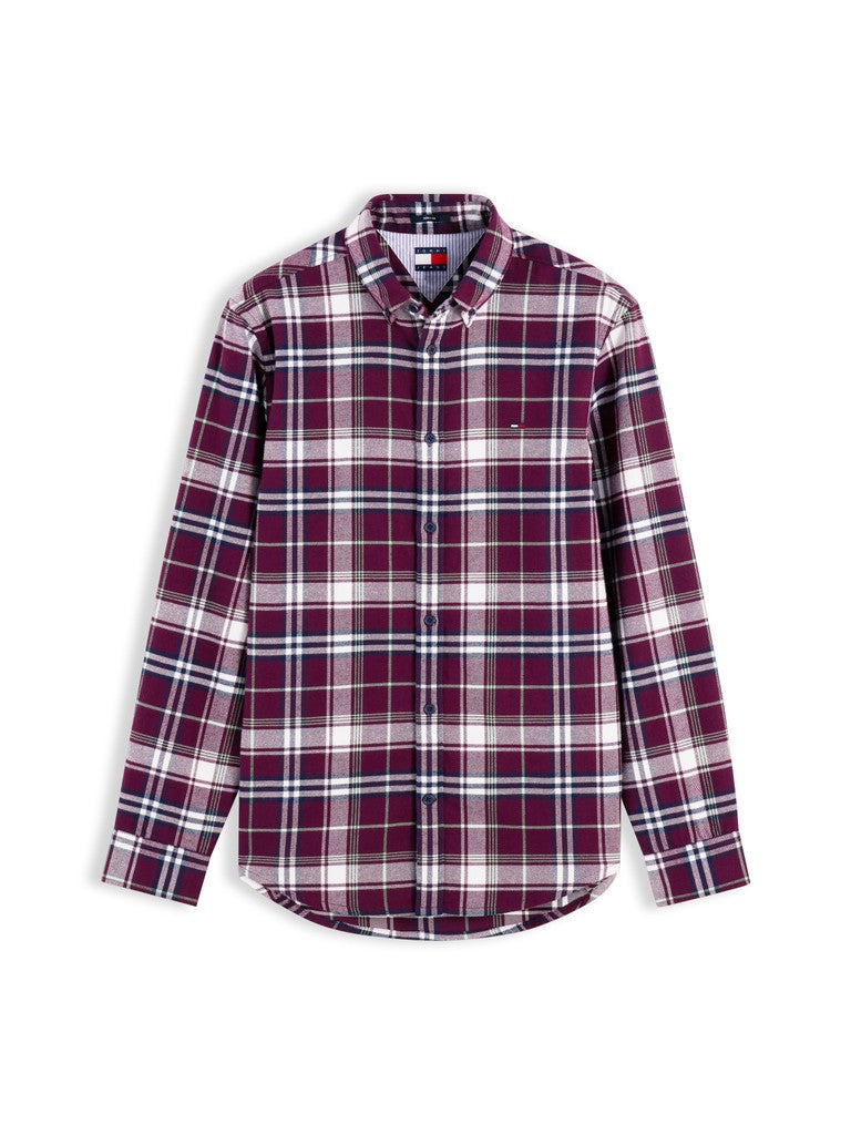 TOMMY JEANS REG FLANNEL CHECK SHIRT - BERRY