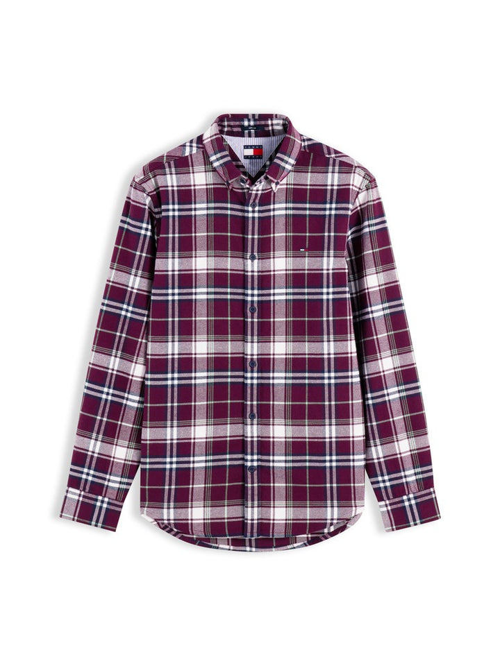 TOMMY JEANS REG FLANNEL CHECK SHIRT - BERRY