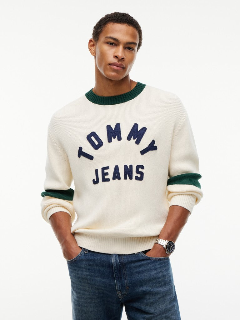 TOMMY JEANS REG NEW CLASSICS SWEATER - CREAM