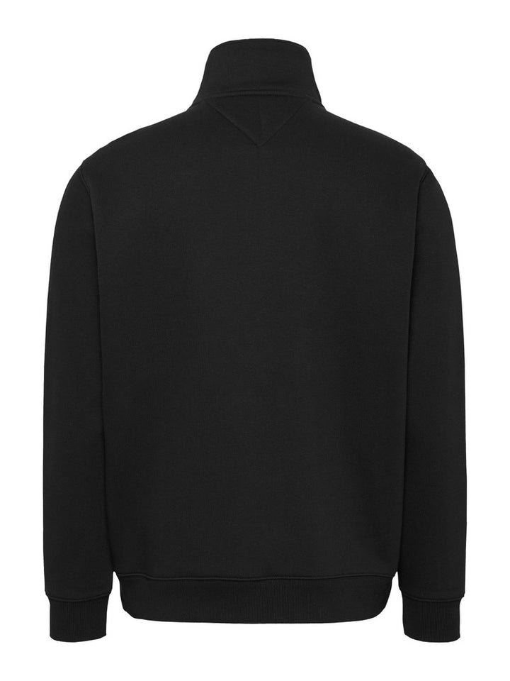 TOMMY JEANS REG FLEECE QZ MOCK NECK - BLACK