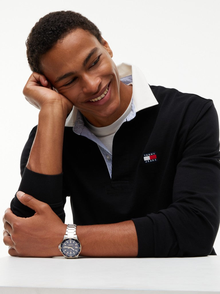 TOMMY JEANS RLX ESS BADGE RUGBY - BLACK