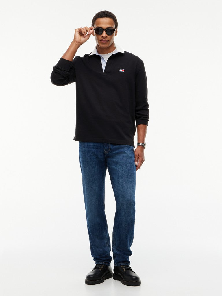 TOMMY JEANS RLX ESS BADGE RUGBY - BLACK