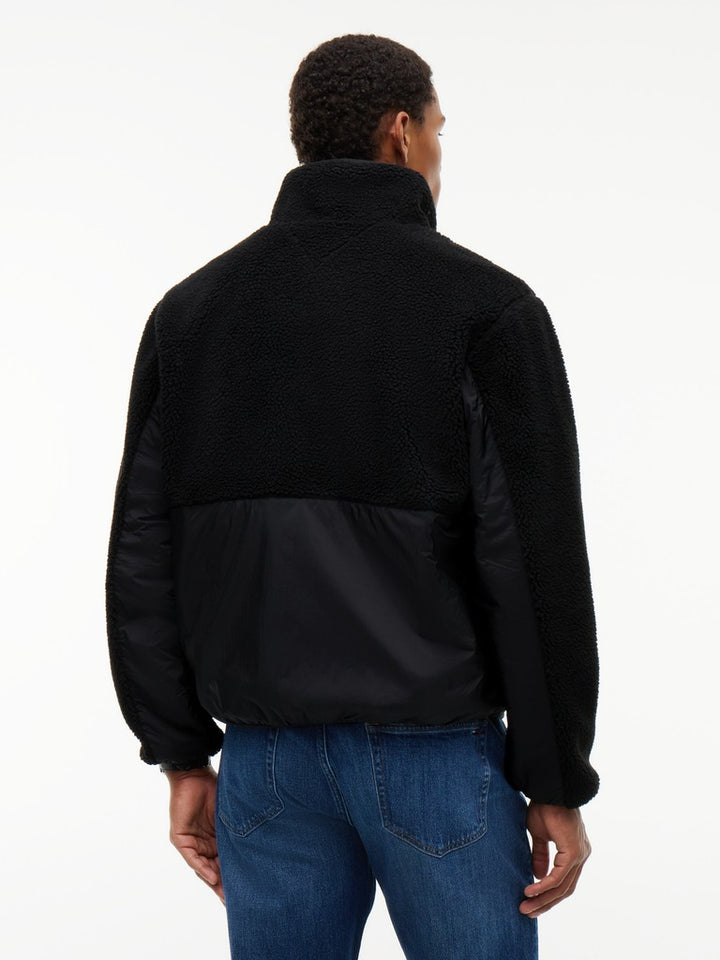 TOMMY JEANS ESSENTIAL MIX TEDDY JACKET - BLACK