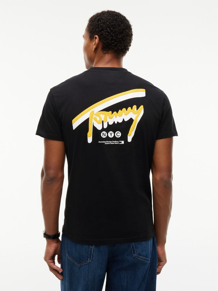 TOMMY JEANS REG SIGN BACKPRINT TEE - BLACK