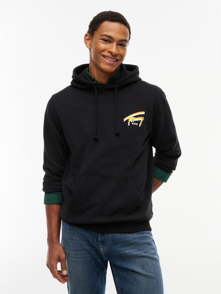 TOMMY JEANS REG NYC SIGNATURE HOODIE - BLACK