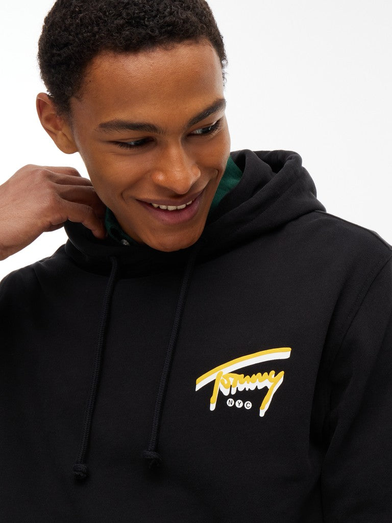 TOMMY JEANS REG NYC SIGNATURE HOODIE - BLACK