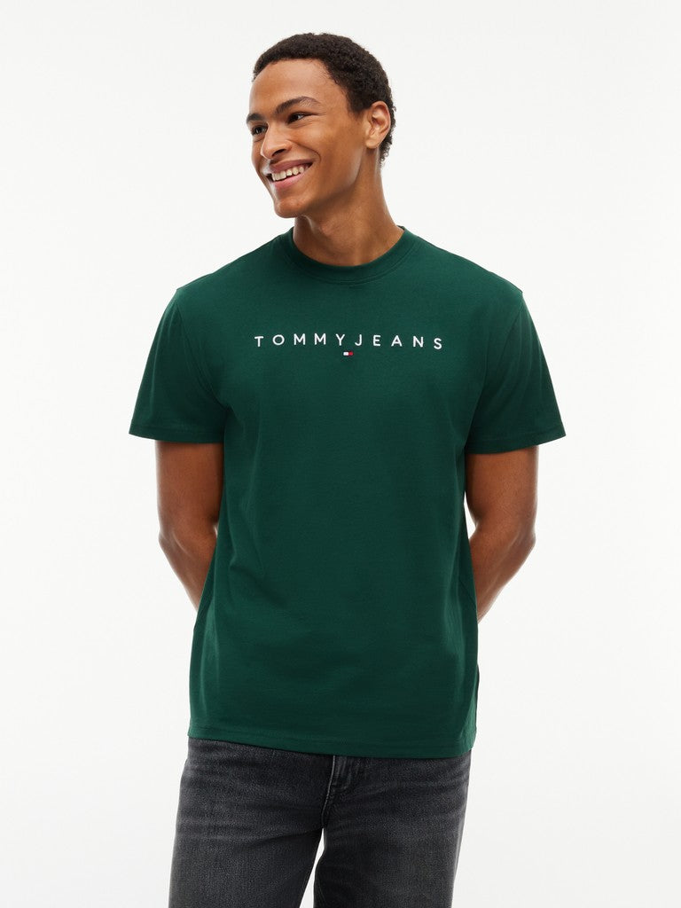 TOMMY JEANS REG LINEAR LOGO TEE - GREEN