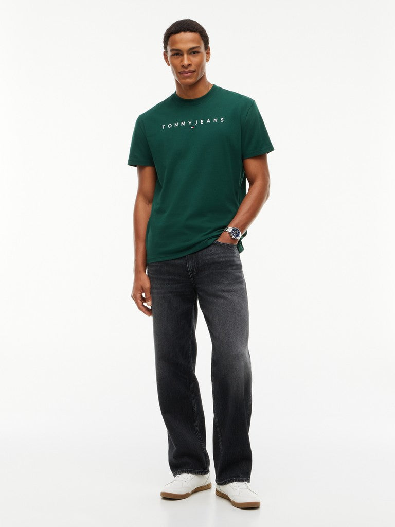 TOMMY JEANS REG LINEAR LOGO TEE - GREEN